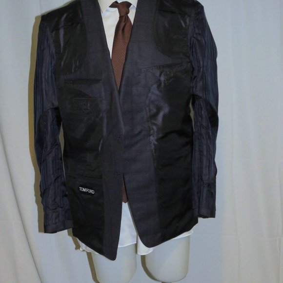 Tom Ford Blue Windowpane Plaid Current Two Button Suit 44R - Picture 12 of 16